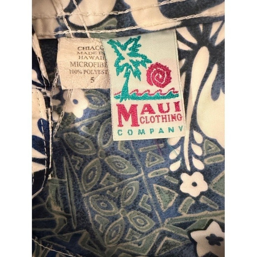 Maui Clothing Company Womens Blue White Hibiscus Floral Board Shorts Sz 5 Hawaii - Picture 2 of 9